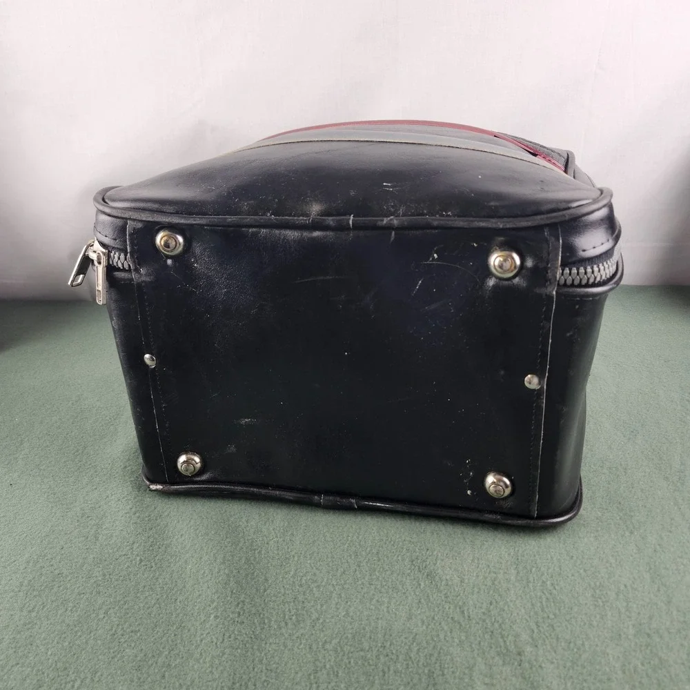Vintage Brunswick Bowling Ball Bag Made in USA Black with Stripes Wire Rack